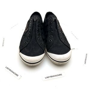 Coach Black Canvas Slip-On Sneakers